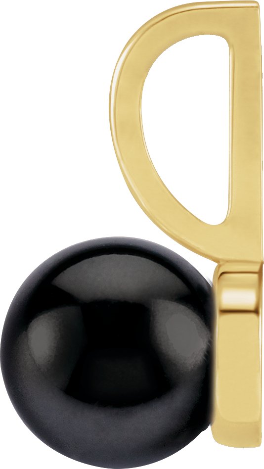 14K Gold Cultured Black Akoya Pearl Pearl Solitaire Pendant - Yellow Gold - view 2