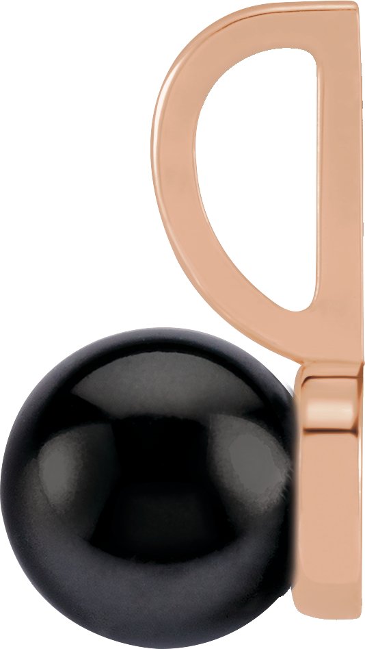 14K Gold Cultured Black Akoya Pearl Pearl Solitaire Pendant - Rose Gold - view 2