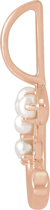 14K Gold Cultured White Freshwater Pearl Initial C Pearl Pendant - view 6