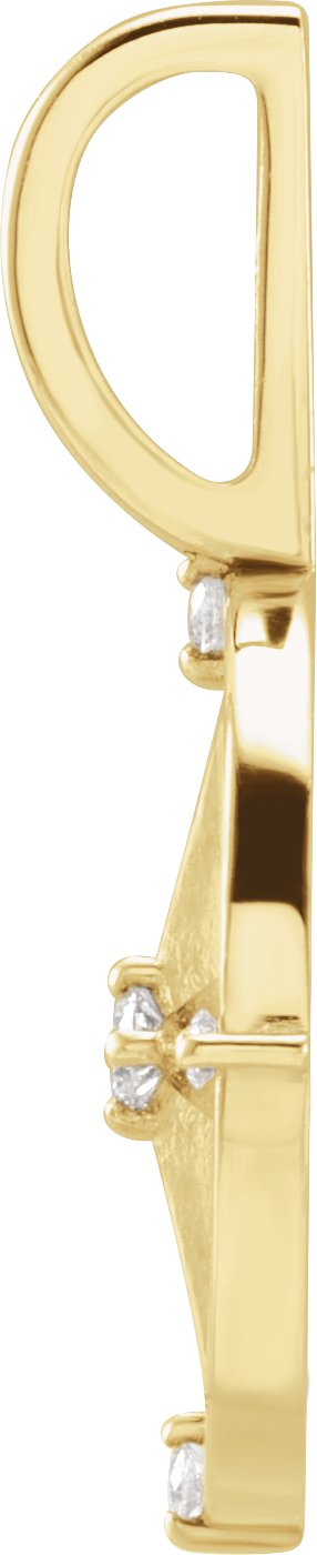 14K Gold Round Natural Diamond Compass Pendant - Yellow Gold - view 4