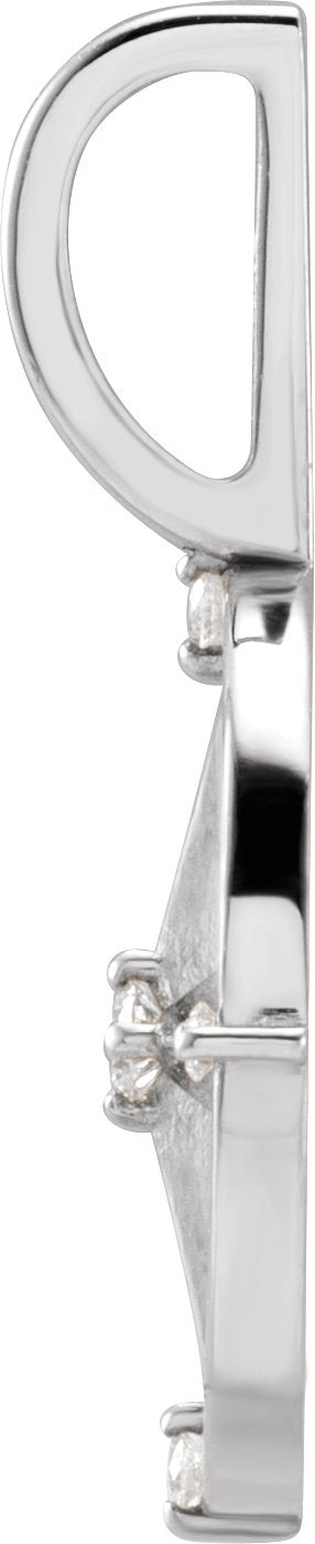 14K Gold Round Natural Diamond Compass Pendant - White Gold - view 4