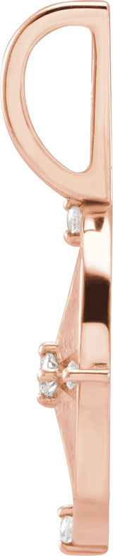 14K Gold Round Natural Diamond Compass Pendant - Rose Gold - view 4