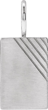 14K Gold Engravable Dog Tag Pendant – 22.63x10mm - White Gold