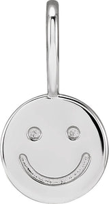 14K Gold Smiley Face Pendant - White Gold - view 4