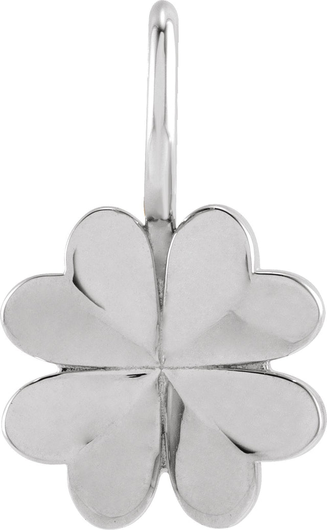 14K Gold Four-Leaf Clover Pendant – 17.48x10.74mm - White Gold - view 4