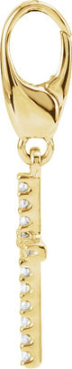 14K Gold Round Natural Diamond Petite Cross Pendant - Yellow Gold - view 6