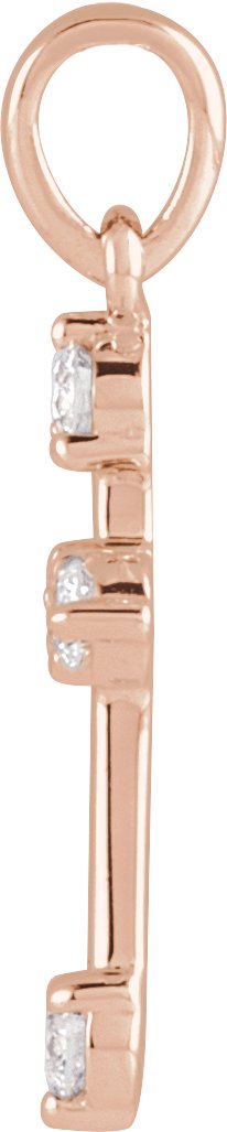 14K Gold Round Natural Diamond Cross Necklace or Pendant – up to 0.07 CTW - Rose Gold - view 4