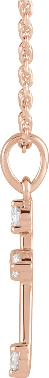 14K Gold Round Natural Diamond Cross Necklace or Pendant – up to 0.07 CTW - Rose Gold - view 4