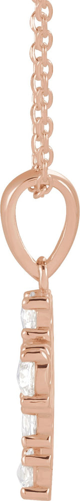 14K Gold Round Natural Diamond Rose-Cut Cross Necklace or Pendant - Rose Gold - view 4