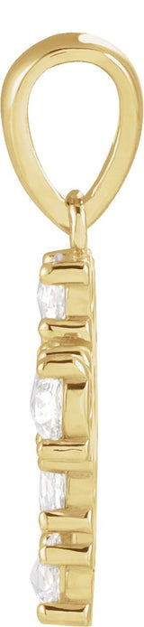 14K Gold Round Natural Diamond Rose-Cut Cross Necklace or Pendant - Yellow Gold - view 4