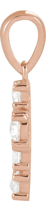14K Gold Round Natural Diamond Rose-Cut Cross Necklace or Pendant - Rose Gold - view 4