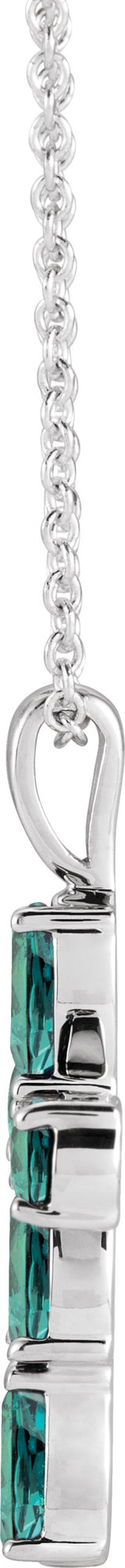 Platinum Pear Lab-Grown Alexandrite Cross Necklace or Pendant - view 8