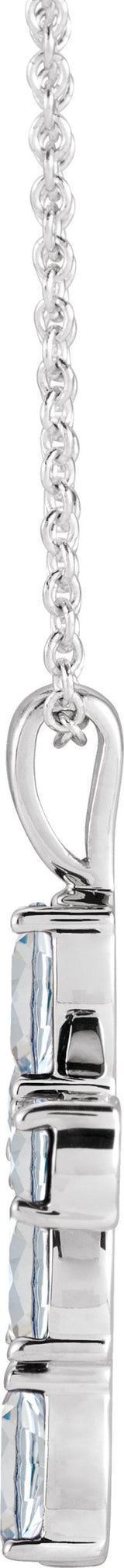 14K Gold Pear Natural Diamond Cross Necklace or Pendant - White Gold - view 6