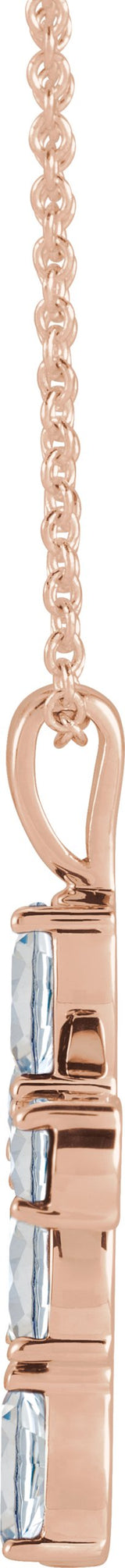 14K Gold Pear Natural Diamond Cross Necklace or Pendant - Rose Gold - view 8