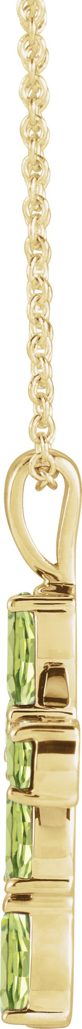 14K Gold Pear Natural Peridot Cross Necklace or Pendant - Yellow Gold - view 6