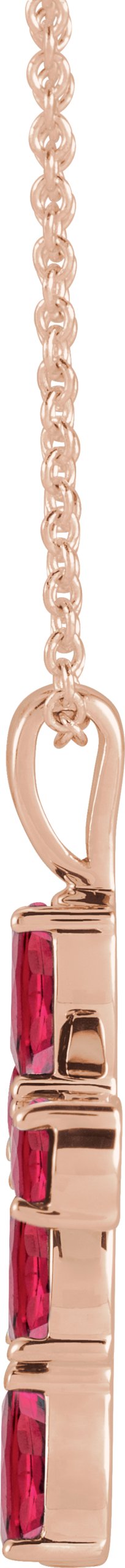 14K Gold Pear Natural Ruby Cross Necklace or Pendant - Rose Gold - view 8