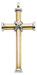 14K Gold Cross Pendant – 51x26.25mm - Two-Tone