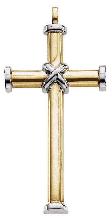 14K Gold Cross Pendant – 51x26.25mm - Two-Tone