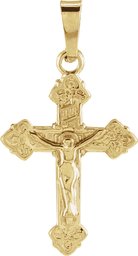 14K Gold Youth Crucifix Pendant – 18x13mm