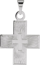 14K Gold Greek Cross Pendant II - White Gold