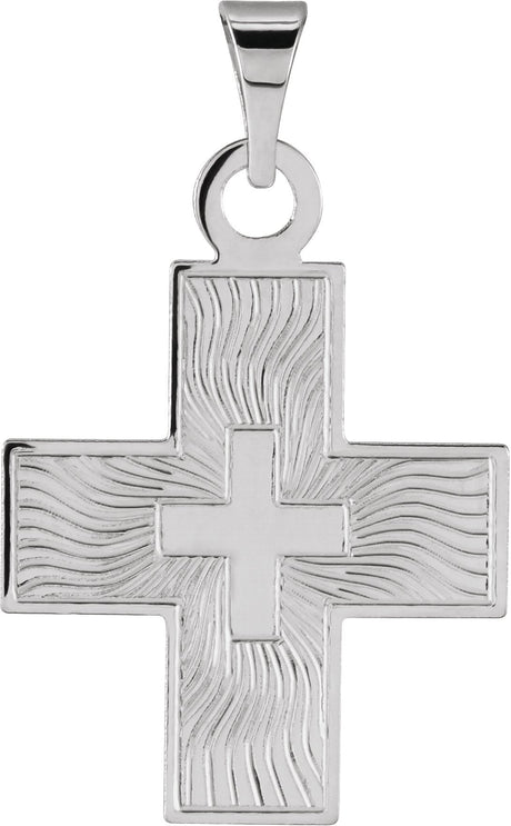 14K Gold Greek Cross Pendant II - White Gold