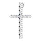Platinum Round Natural Diamond Accented Cross Necklace or Pendant – up to 1/6 CTW - view 11