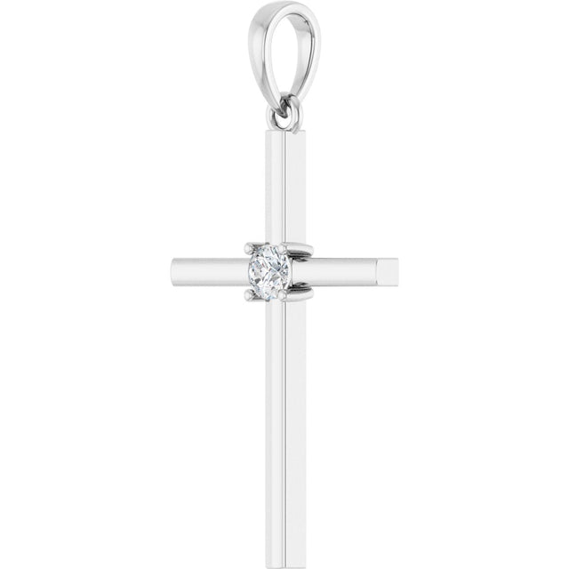 Platinum Round Natural Diamond Cross Necklace or Pendant – up to 0.015 CTW - view 6