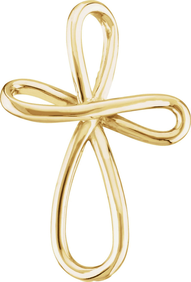 14K Gold Infinity-Inspired Cross Pendant - Yellow Gold