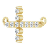 14K Gold Round Natural Diamond Sideways Cross Necklace – 23.23x15mm - Yellow Gold - view 5
