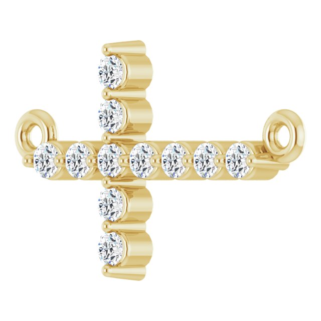 14K Gold Round Natural Diamond Sideways Cross Necklace – 23.23x15mm - Yellow Gold - view 5