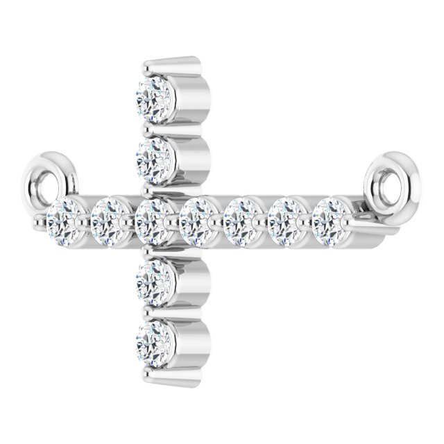 14K Gold Round Natural Diamond Sideways Cross Necklace – 23.23x15mm - White Gold - view 5