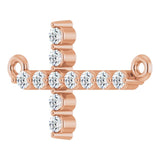 14K Gold Round Natural Diamond Sideways Cross Necklace – 23.23x15mm - Rose Gold - view 5