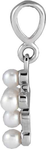 Platinum Cultured White Seed Pearl Pearl Youth Cross Necklace or Pendant - view 2