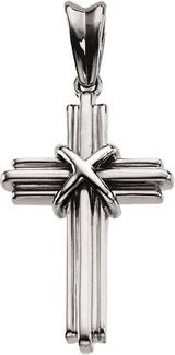 14K Gold Cross Pendant – 26.25x17.75mm - White Gold