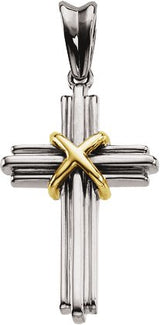 14K Gold Cross Pendant – 26.25x17.75mm - Two-Tone