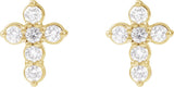 14K Gold Round Lab-Grown Diamond Cross Earrings - Yellow Gold - view 6