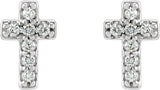 14K Gold Round Natural Diamond Cross Earrings – 7.6x5.7mm - White Gold - view 4