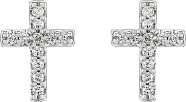 14K Gold Round Natural Diamond Cross Earrings – 7.6x5.7mm - White Gold - view 4
