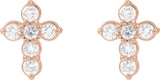 14K Gold Round Lab-Grown Diamond Cross Earrings - Rose Gold - view 6