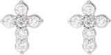 14K Gold Round Natural Diamond Cross Earrings II - White Gold - view 6