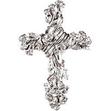 14K Gold Floral-Inspired Cross Pendant – 26.5x17.5mm - White Gold
