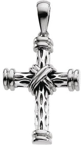 14K Gold Cross Pendant – 29.25x21.5mm - White Gold