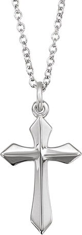 14K Gold Cross Necklace or Pendant – 10x6mm - White Gold