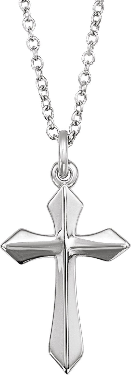 14K Gold Cross Necklace or Pendant – 10x6mm - White Gold