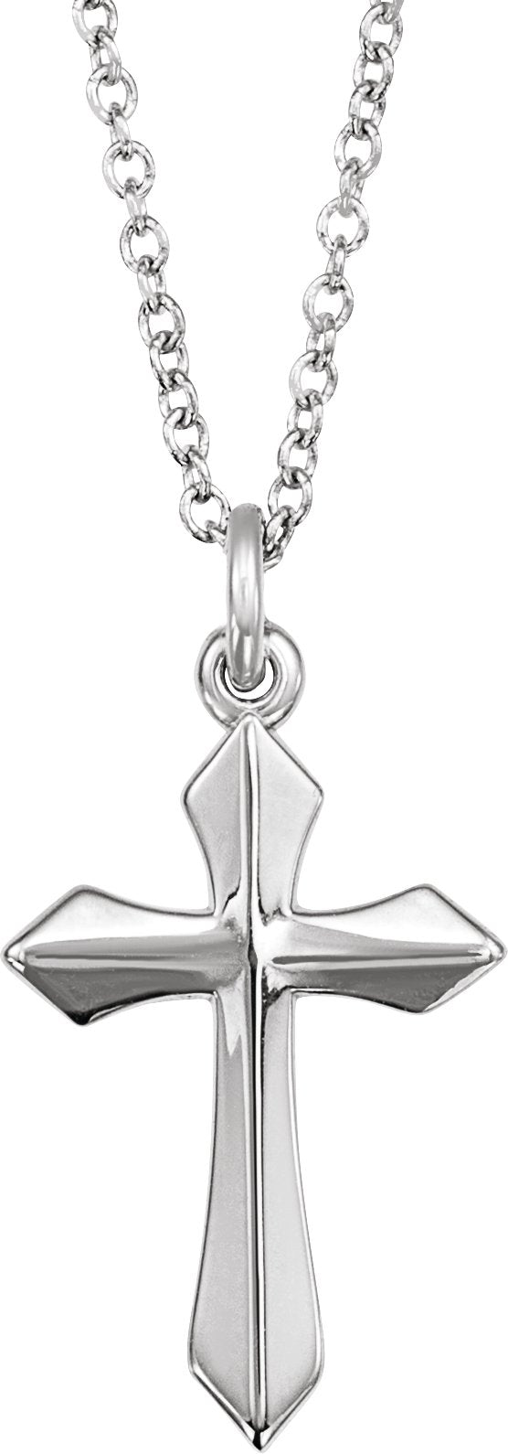 14K Gold Cross Necklace or Pendant – 10x6mm - White Gold