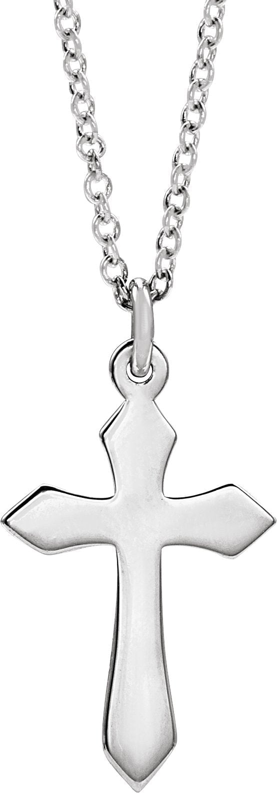 14K Gold Cross Necklace or Pendant – 10x6mm - White Gold - view 3