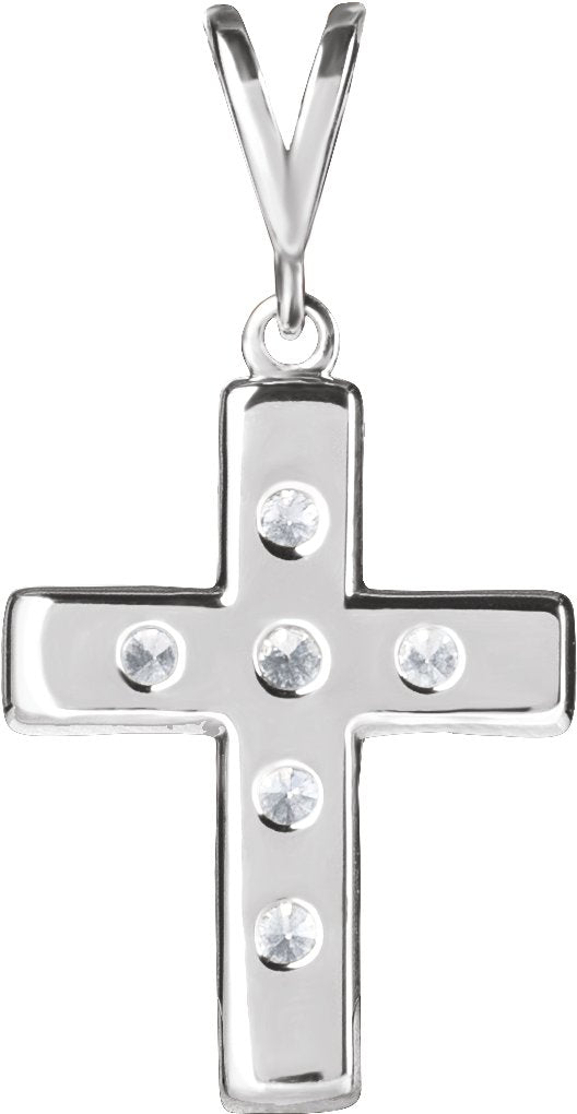 14K Gold Round Natural Diamond French-Set Cross Necklace or Pendant – up to 1/2 CTW - White Gold - view 6