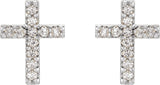 Platinum Round Natural Diamond Cross Earrings - view 4