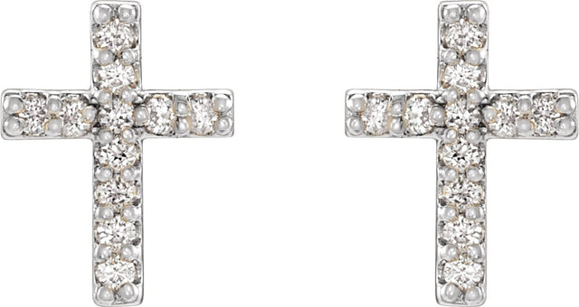 Platinum Round Natural Diamond Cross Earrings - view 4