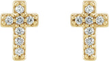 14K Gold Round Natural Diamond Cross Earrings – 7.6x5.7mm - Yellow Gold - view 4